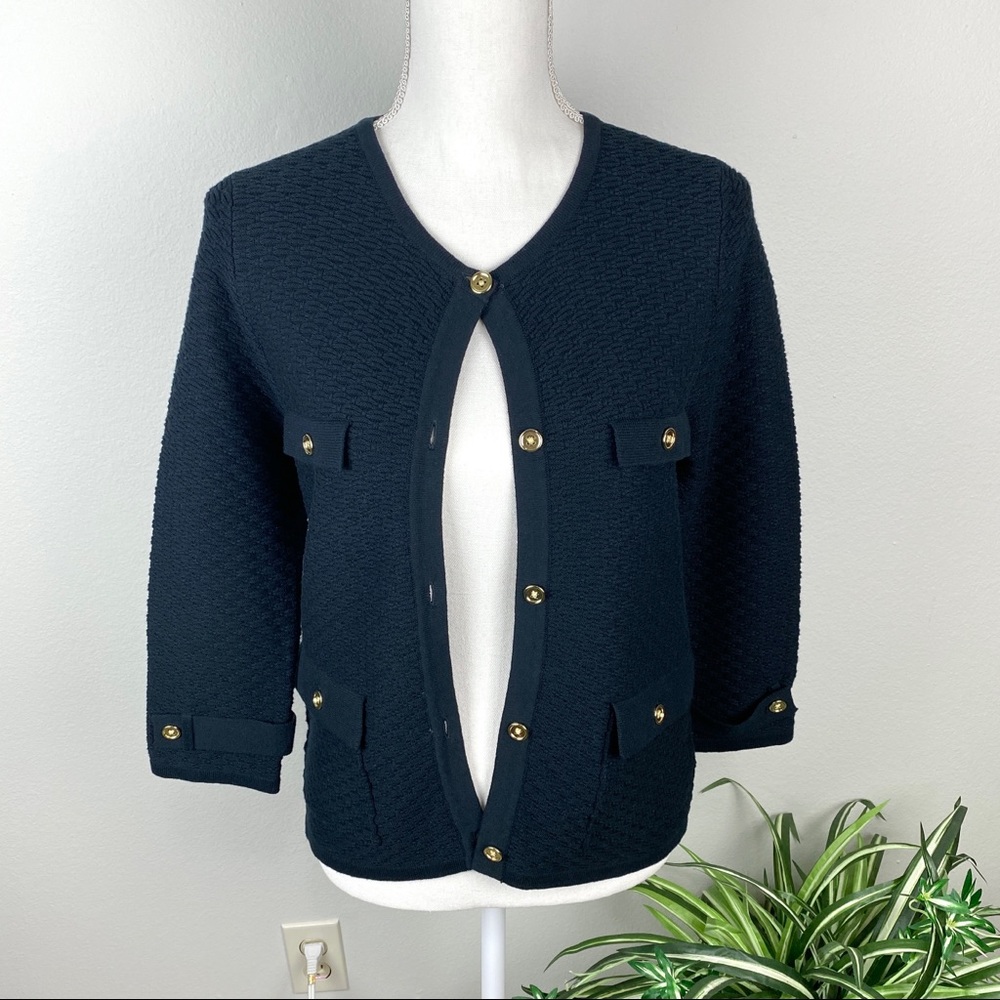 Jones New York Black Button-Up Cardigan Size Small Petite NWOT